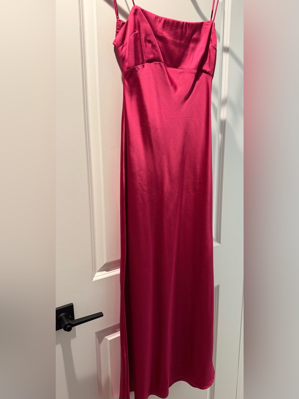 Abercrombie & Fitch Satin Maxi Slip Dress in Fuchsia